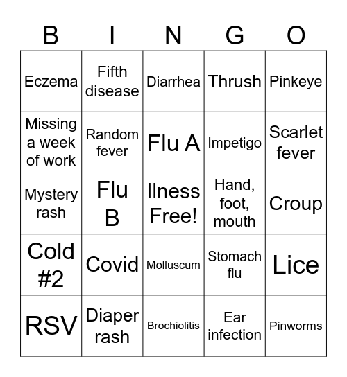 Daycare Plague Bingo Card