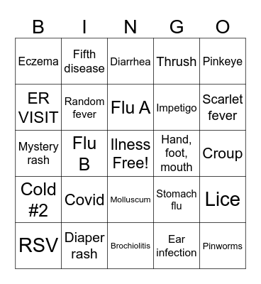 Daycare Plague Bingo Card