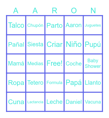 Baby Shower Bingo Card