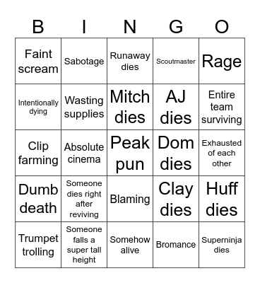 Peak Bingo Card