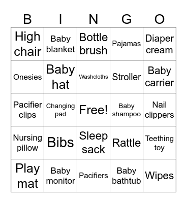 Baby Gift Bingo Card