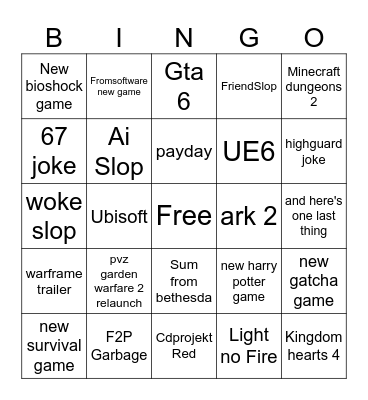 Summer Game Fest Bingo Card