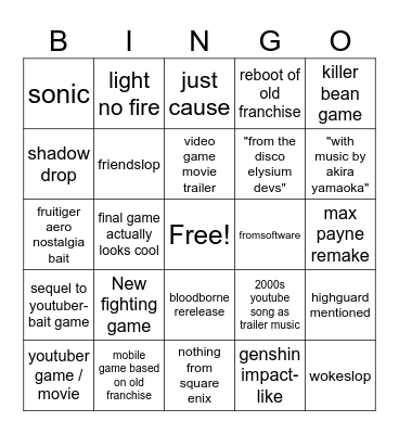 Summer Games Fest 2026 Bingo Card