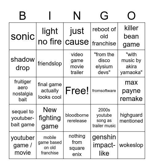 Summer Games Fest 2026 Bingo Card