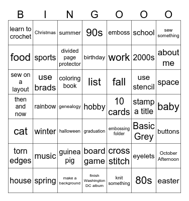 Crafty Bingo Card
