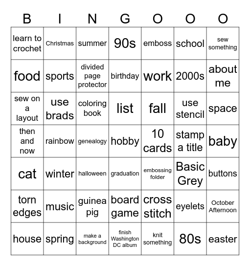 Crafty Bingo Card