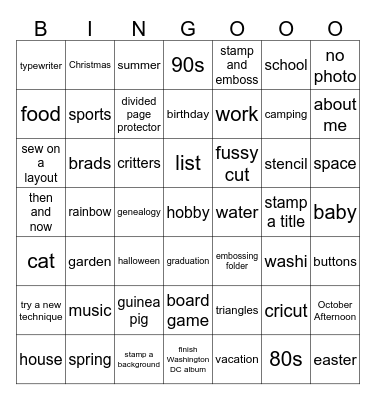 Crafty Bingo Card