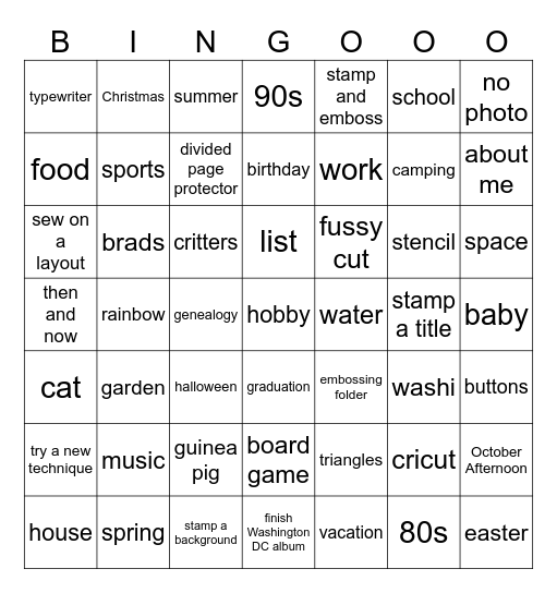 Crafty Bingo Card