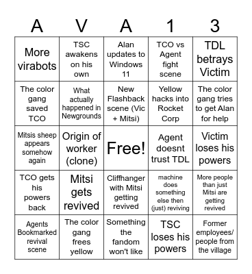 AvA 13 Bingo Card Bingo Card
