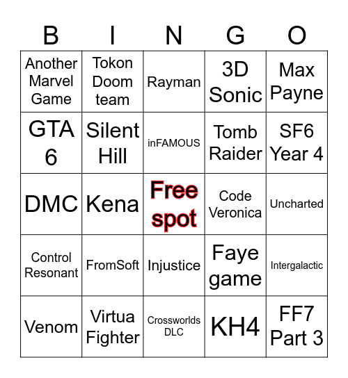 State of Play/SGF Bingo Card