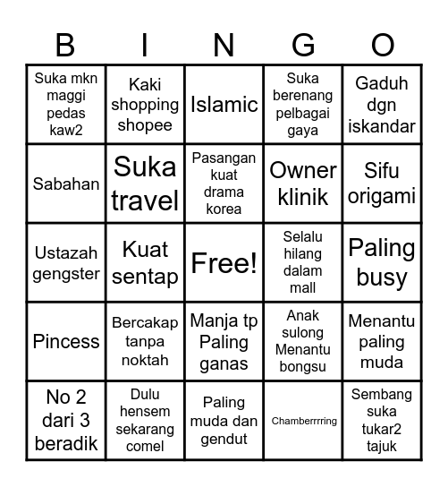Human bingo Card