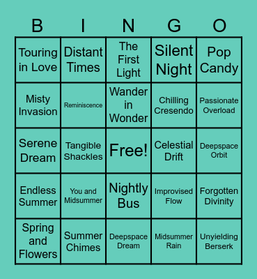 LADS Music Bingo Card