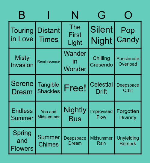 LADS Music Bingo Card