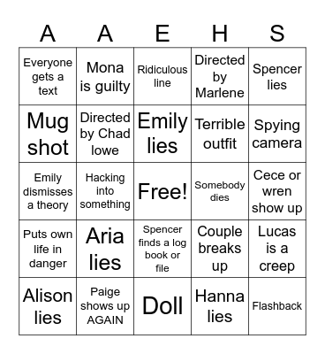 Pll bingo Card