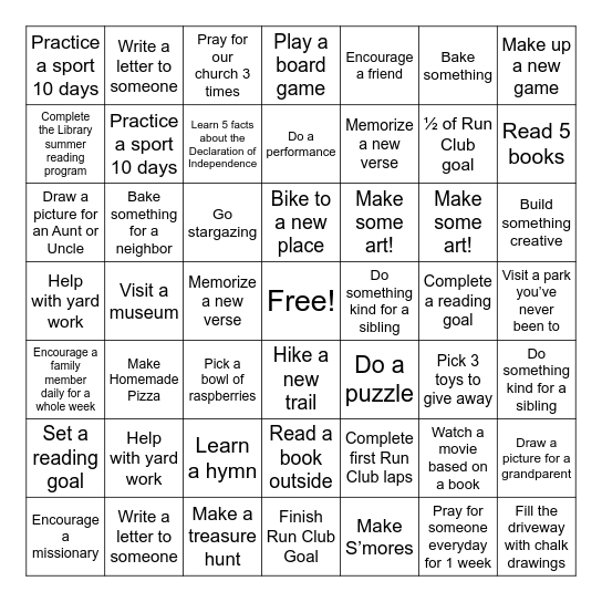 EPIC SUMMER BINGO Card
