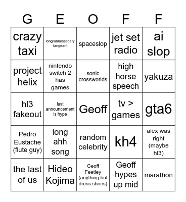 mid-games fest Bingo Card