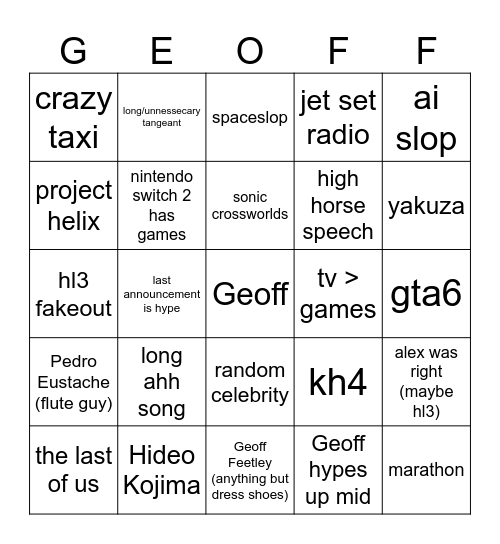 mid-games fest Bingo Card