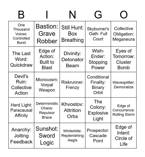 OFFICIAL CATALYST PREDICTIONS Bingo Card