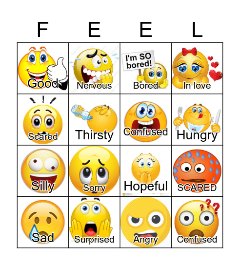Feelings Bingo Card