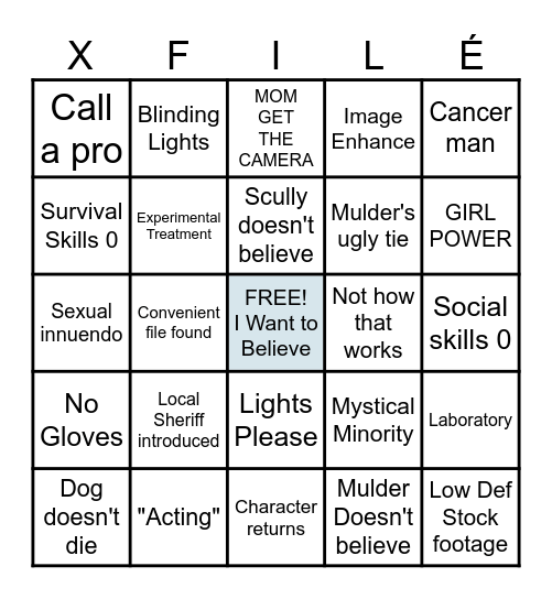 X-Filé Bingo Card