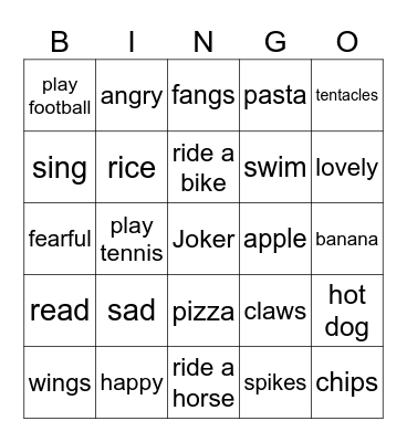 Monster Bingo Card