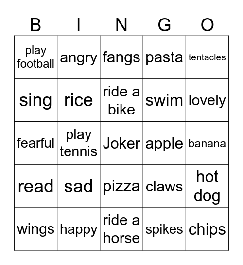 Monster Bingo Card