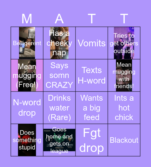 Matt out Bingo Card