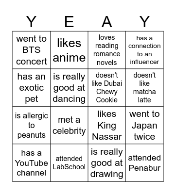 Find Someone Who Bingo Card
