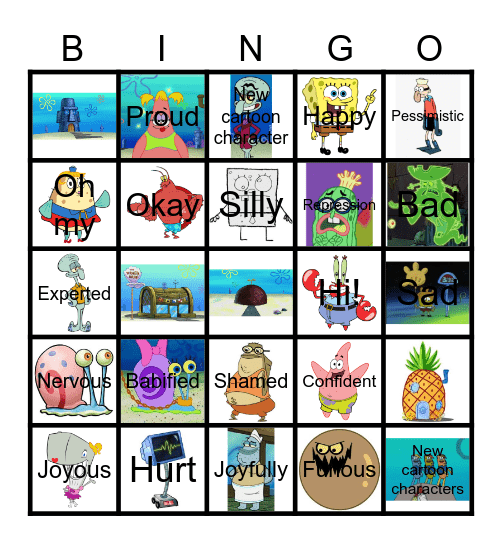 Feelings of SpongeBob Bingo Card