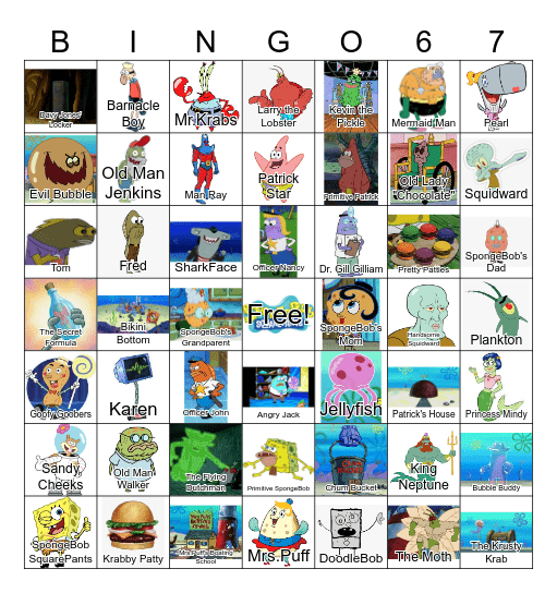 SpongeBob Bingo Card