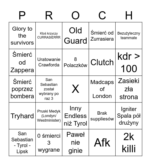 Flaki i Proch Bingo Card