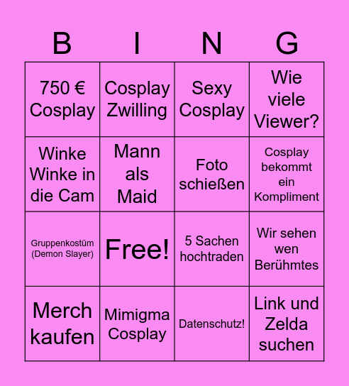 Naschis Dokomi Bingooo! Bingo Card