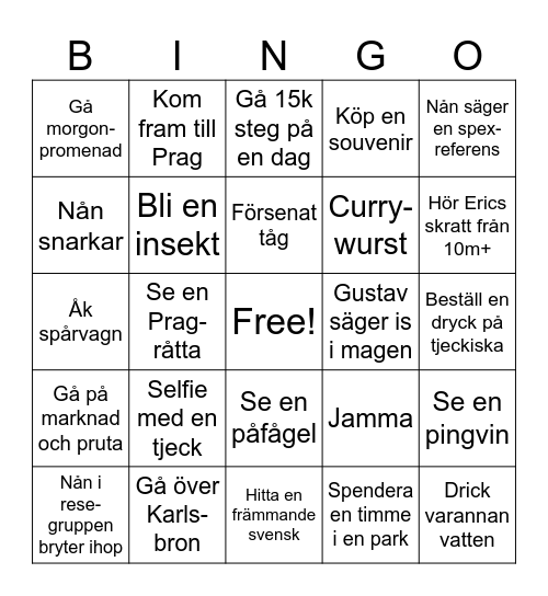 PRAGBINGO Card