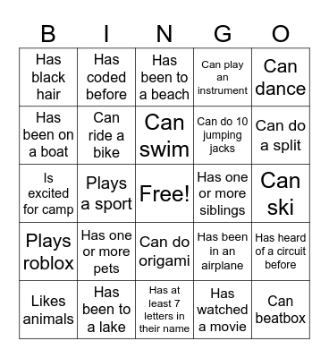 Ice Breaker Bingo (GR 0-3) Bingo Card