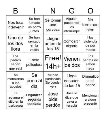La reunion Bingo Card
