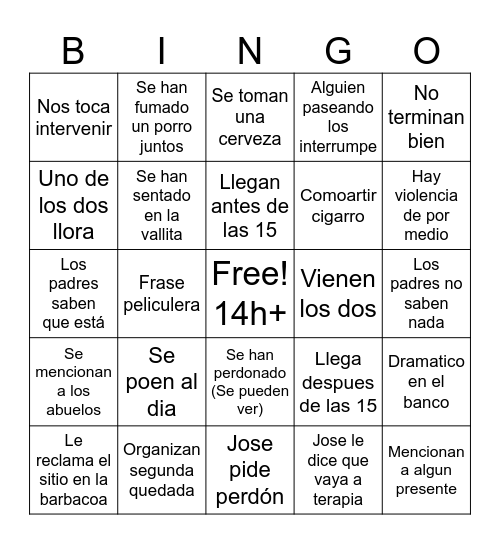 La reunion Bingo Card