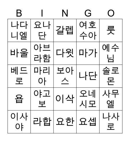 목장데이 성경인물 BINGO Card