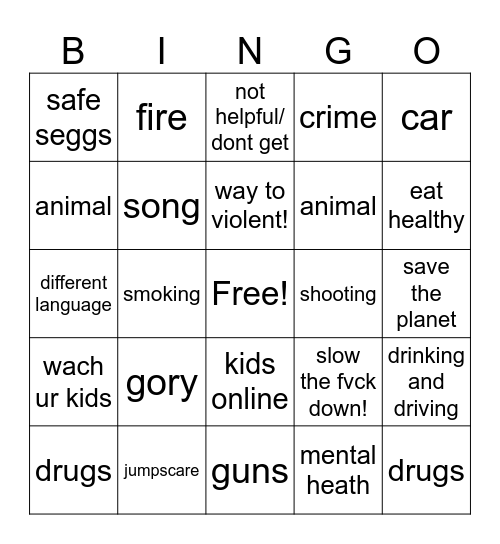 psa Bingo Card