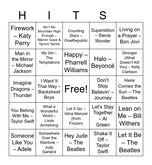 TOP HITS Bingo Card