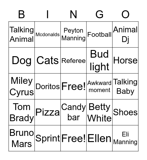 Commercial Bingo Card