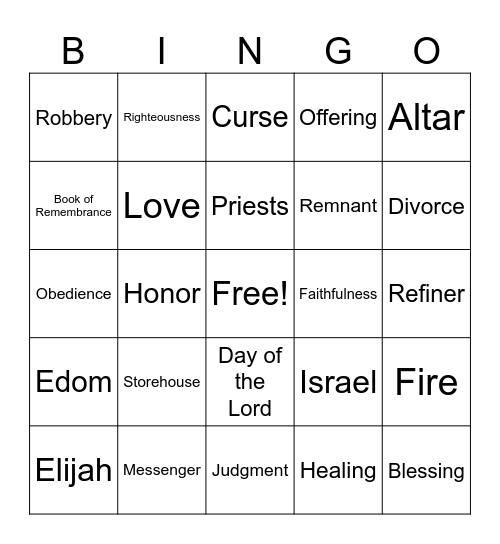 Malachi Bingo Card
