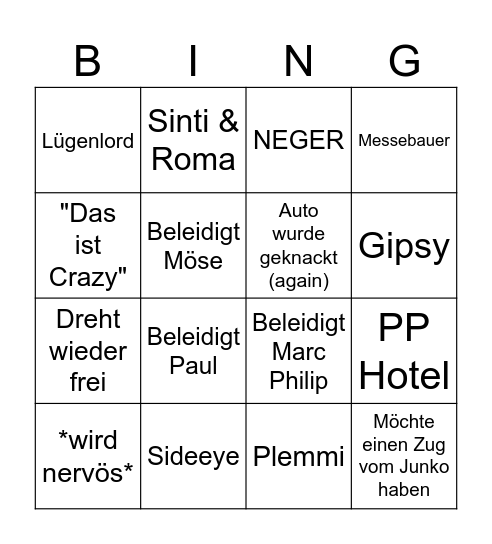 Calvin Bingo Card