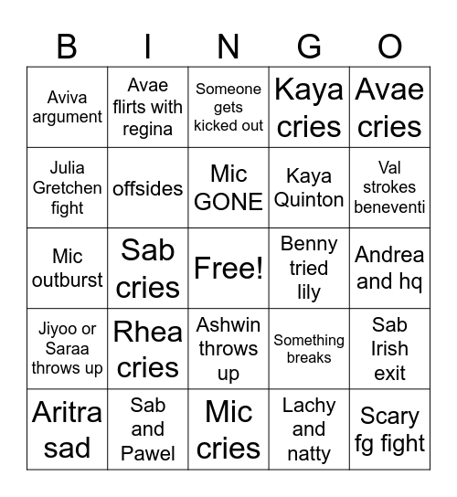 Grad func Bingo Card
