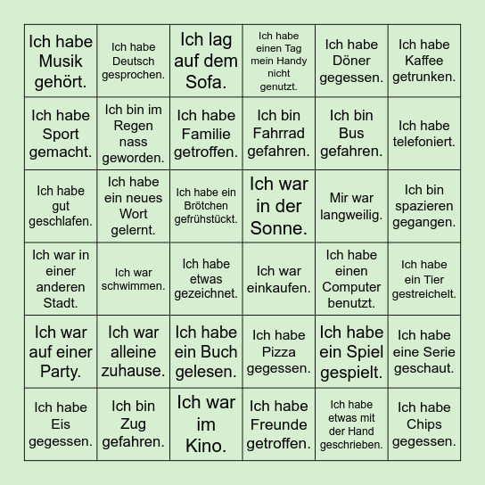 Wochenendbingo Card