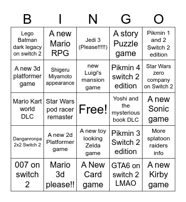 Switch 2 June Direct Bingo Card