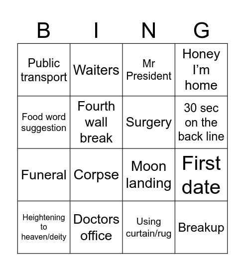 Marathon Bingo Card