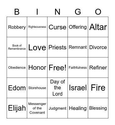 Malachi Bingo Card