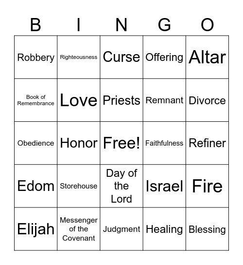 Malachi Bingo Card