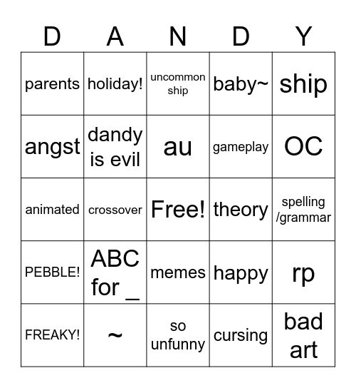 DANDY Bingo Card