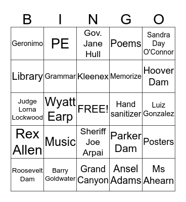 Fourth Grade Fun Bingo Card